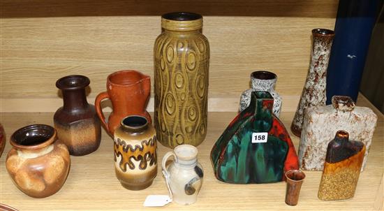 Thirteen various German pottery vases tallest 31cm